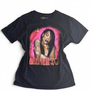 Aaliyah Princess of R&B Black T-Shirt Graphic Rap Tee Music Hip hop Concert M
